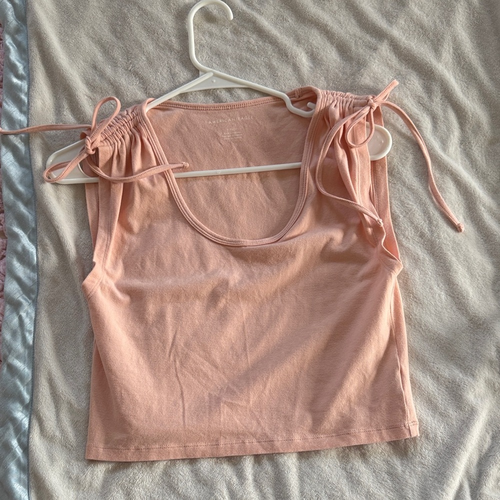 American Eagle Outfitters Pink Tie-Shoulder Tank Top